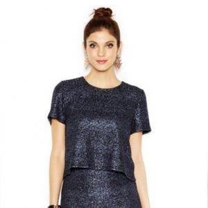 Macy’s Bar lll cropped sparkly blue top